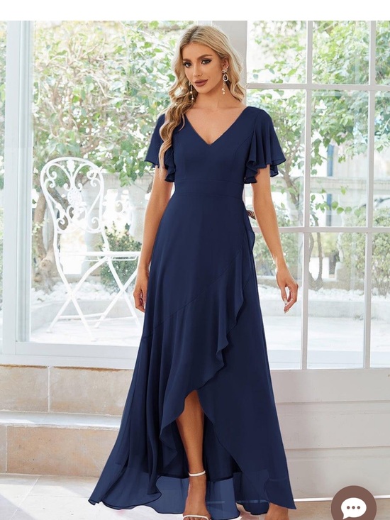 Ever Pretty Dresses & Skirts - Ever Pretty Navy Charming Chiffon Bridesmaid Dress Lotus Leaf Hem NWT Size 10